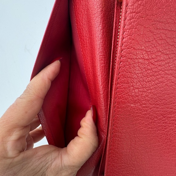MIU MIU Leather Red long wallet n a detachable ID holder with Chain Like New - Picture 10 of 16